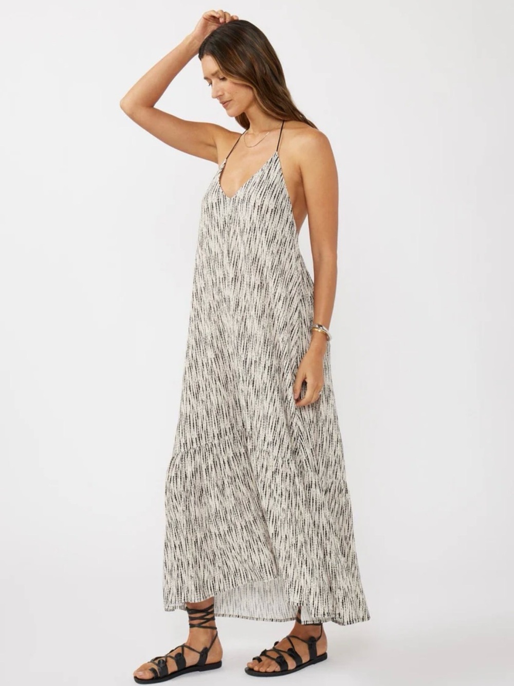 LOVESTITCH Mindy Backless Maxi Dress Skye Dawn Zebra Print Sz M/L - Picture 2 of 10